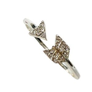 Silver Tone Rhinestone Arrow Ring Size 7.75